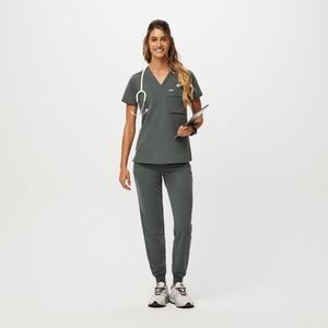 Figs Scrub Set - Zamora Joggers and Catarina scrub top - color BONSAI - size L